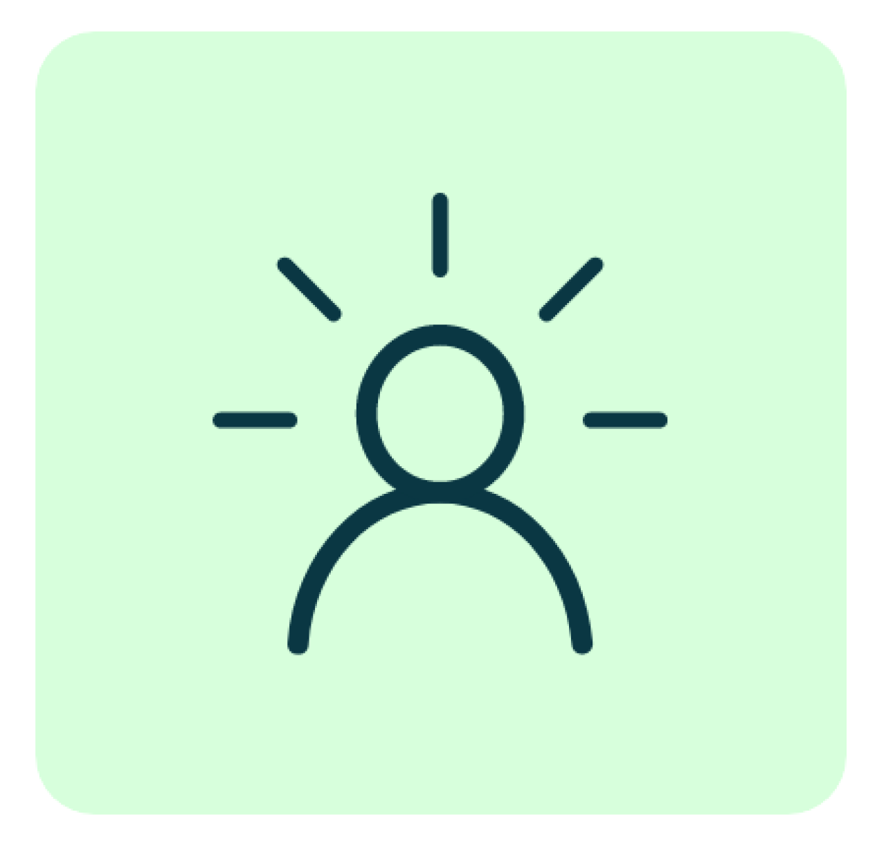 person icon in green curved square button.