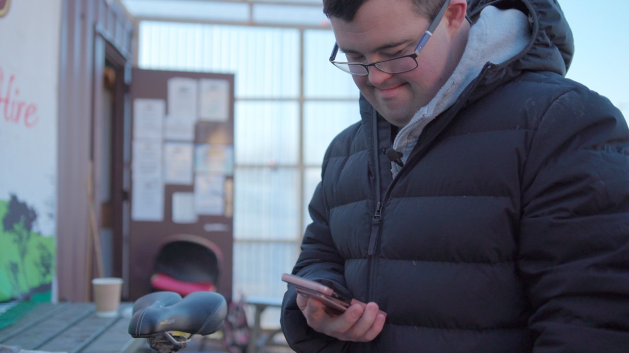 Strawberry Line Joe using AutonoMe technology in supported employment.